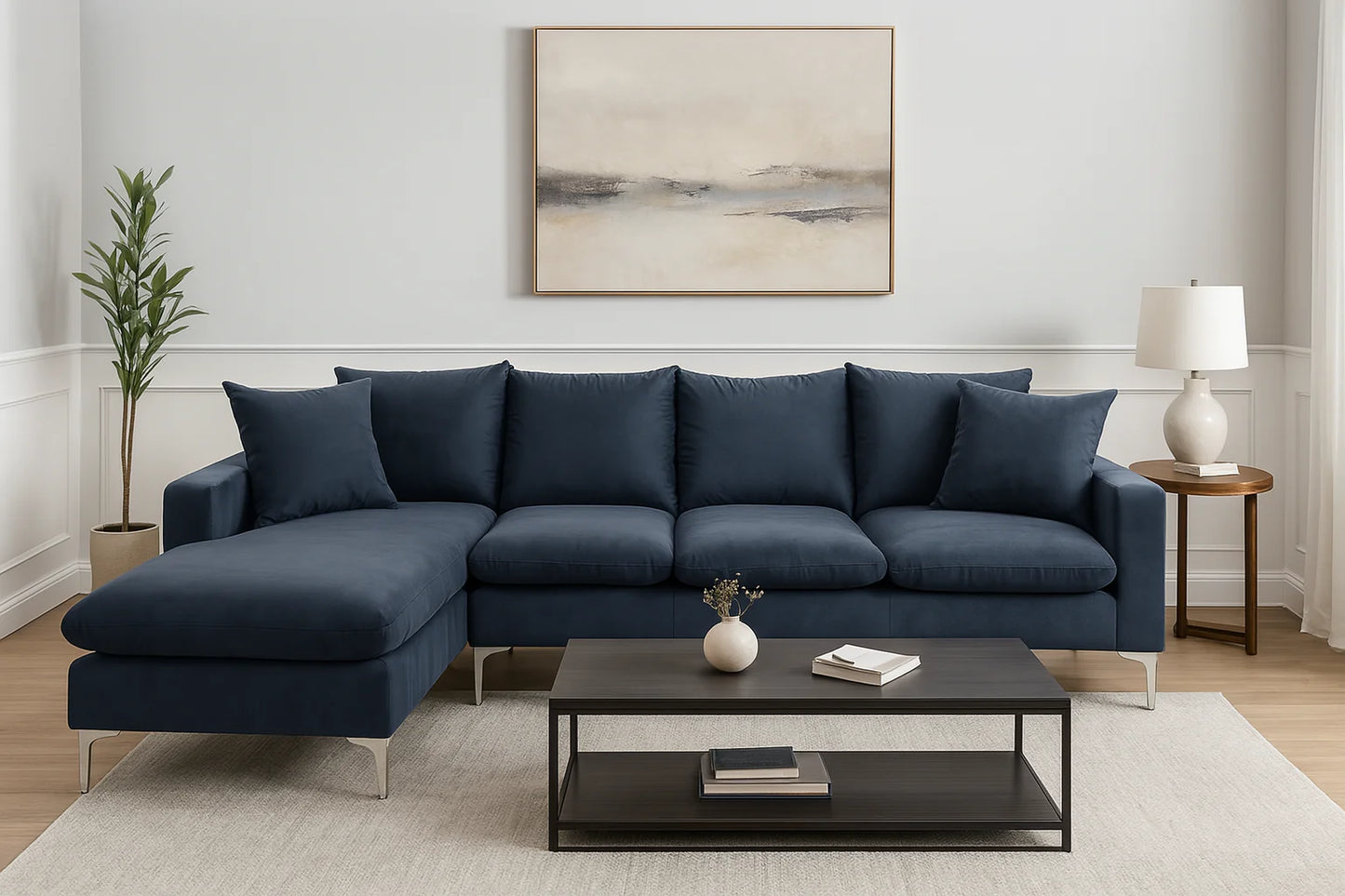 ποΈ Satin Sectional Sofa with Reversible Chaise