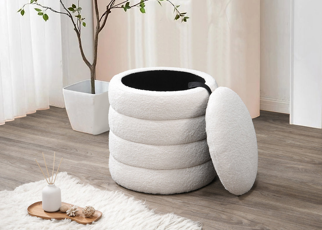 CozyNest storage ottoman with soft fabric and hidden storage for modern luxury homes