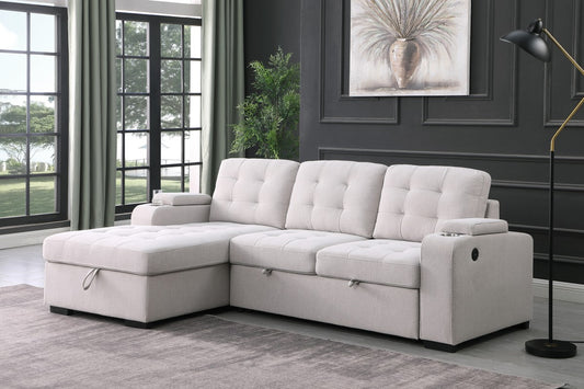 AZERA Sectional Sleeper Bed with Storage, Cup Holders & USB Ports