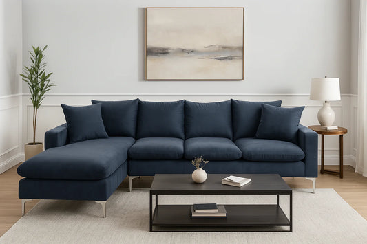 🛋️ Satin Sectional Sofa with Reversible Chaise