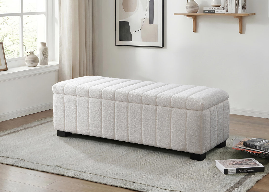 Arctic Plush storage bench with hidden storage for modern luxury homes
