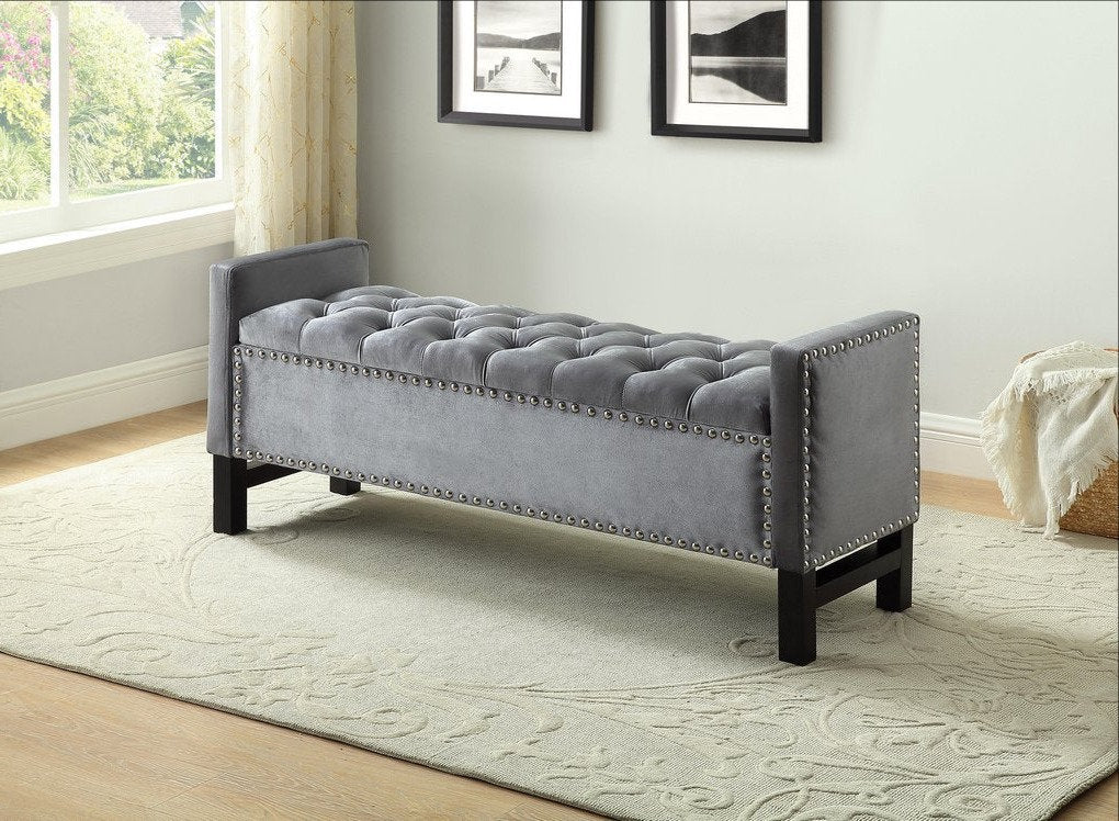 Majestic lift-top storage bench with tufted upholstery for modern luxury homes
