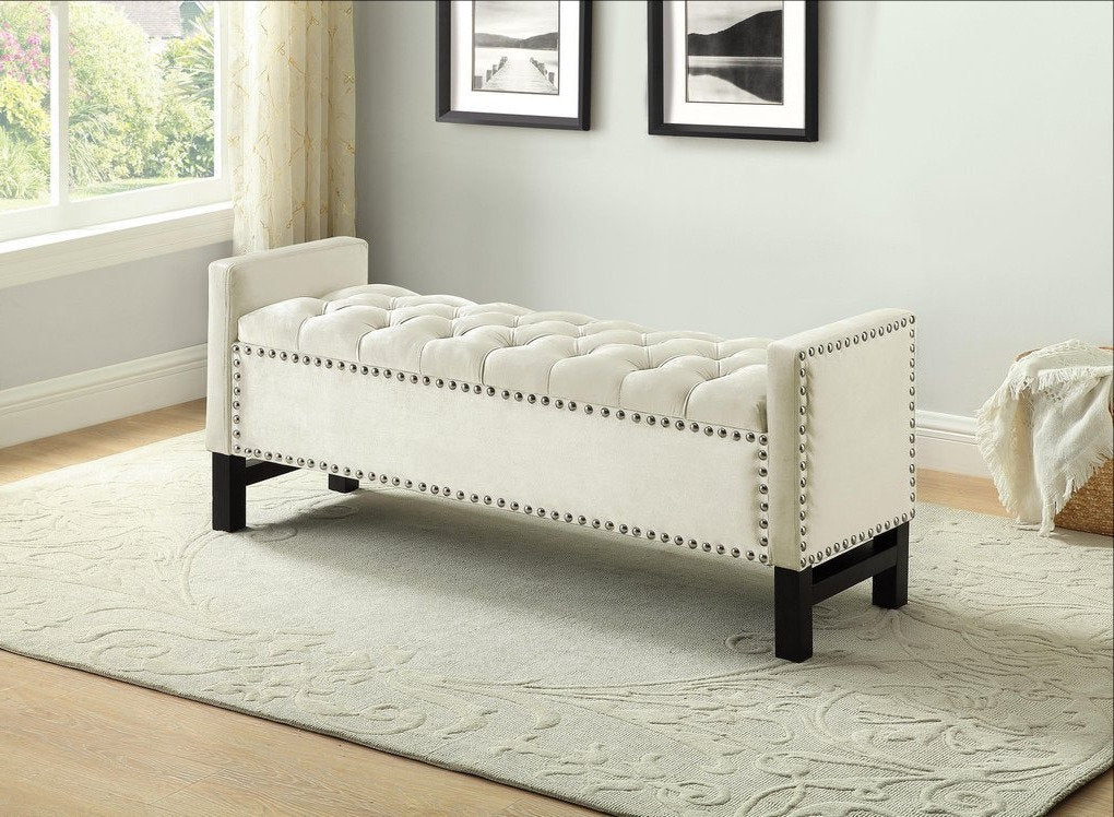 Majestic lift-top storage bench with tufted upholstery for modern luxury homes