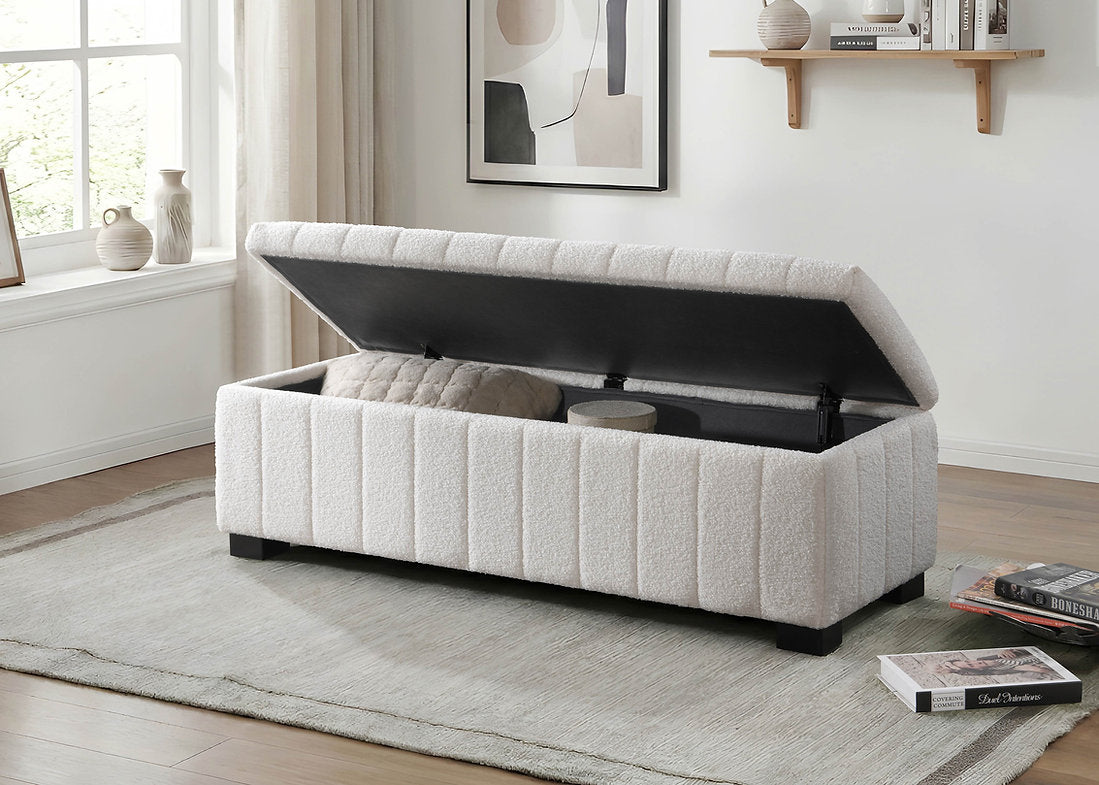 Arctic Plush storage bench with hidden storage for modern luxury homes