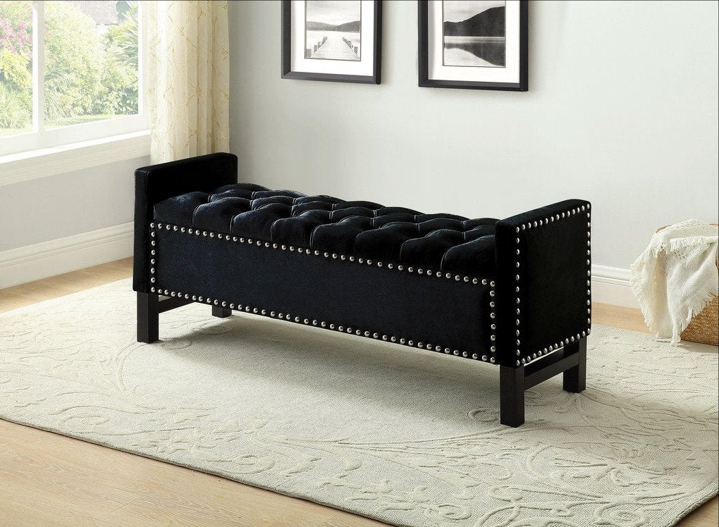 Majestic lift-top storage bench with tufted upholstery for modern luxury homes