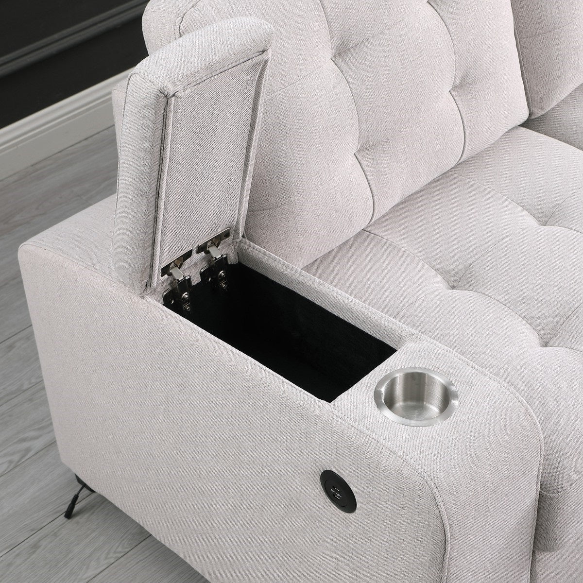 AZERA Sectional Sleeper Bed with Storage, Cup Holders & USB Ports